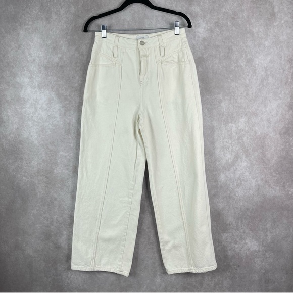 CLOSED Women's X-Press Belted High Waist Wide Leg Jeans In Cream Size 25 - Picture 1 of 12